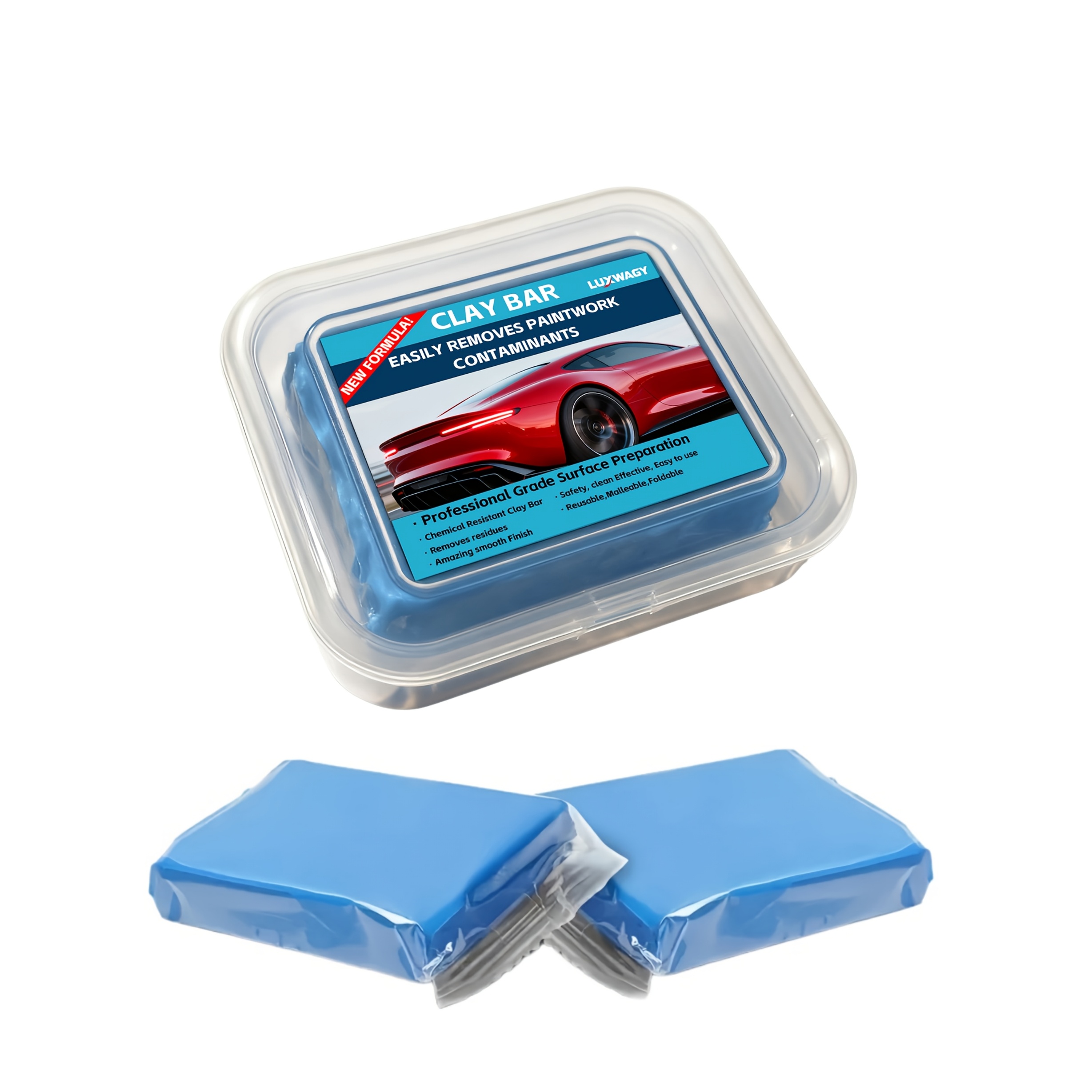 Image of 2pcs Clay Bar – Pro Eliminates Tar, Bird , Resin & Overspray | Mild Paint Protection (no Scratches), Universal For All Vehicles | Essential Car Tool For Halloween & Christmas To Refresh