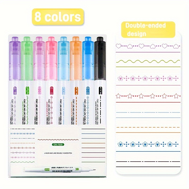 TEMU 6/8pc Double-ended Pen, Highlighter, Marker Pen, Pen, Handbook, Key , A Set Of Marking Pen