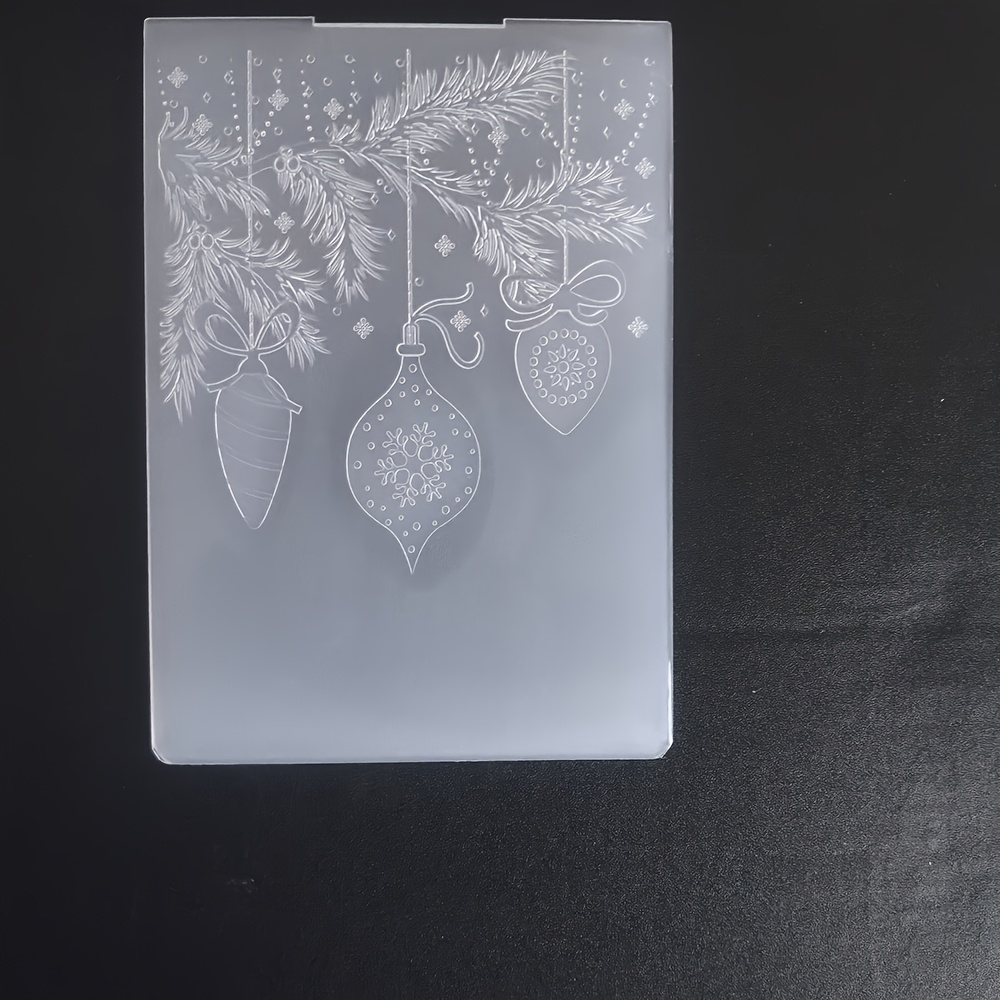 Image of Christmas Tree Branches And Beautiful Christmas Balls Greeting Cards Embossing Folders 2d/3d Plastic Plates Design For Paper Card Decoration Embossing Cutting Dies