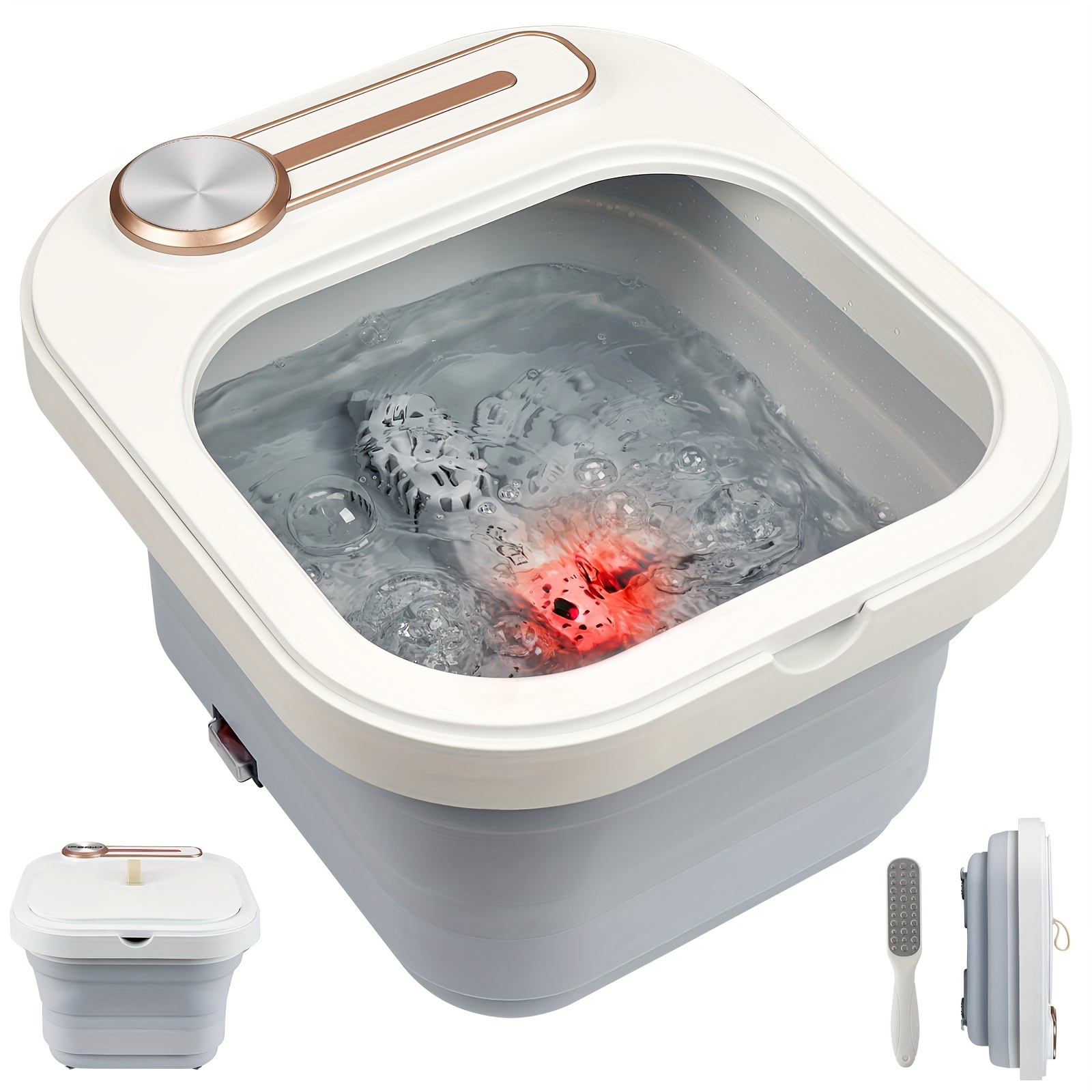 collapsible   spa bath with and bubbling function   scrub with pedicure tool   soak tub with non motorized roller massage to relax the feet details 1