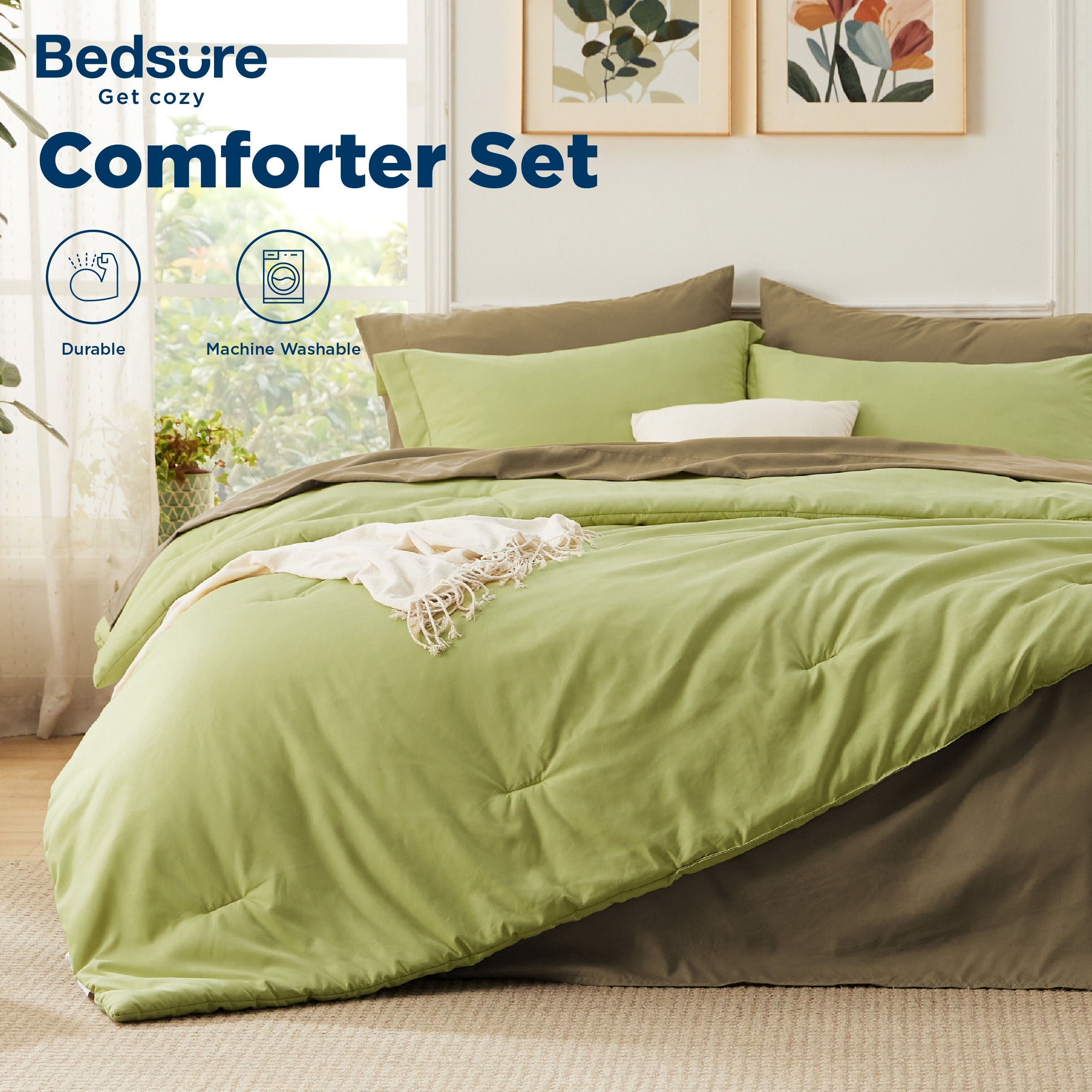 

7pcs Comforter Set, Lightweight Bedding Sets Boho, Bed In A Bag With Comforter, Sheets, Pillowcases & Shams