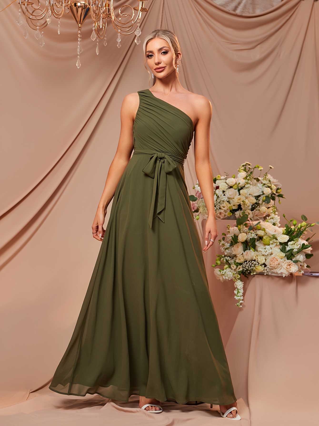 green emerald velvet dress Renata High Back Gown - Olive Green
