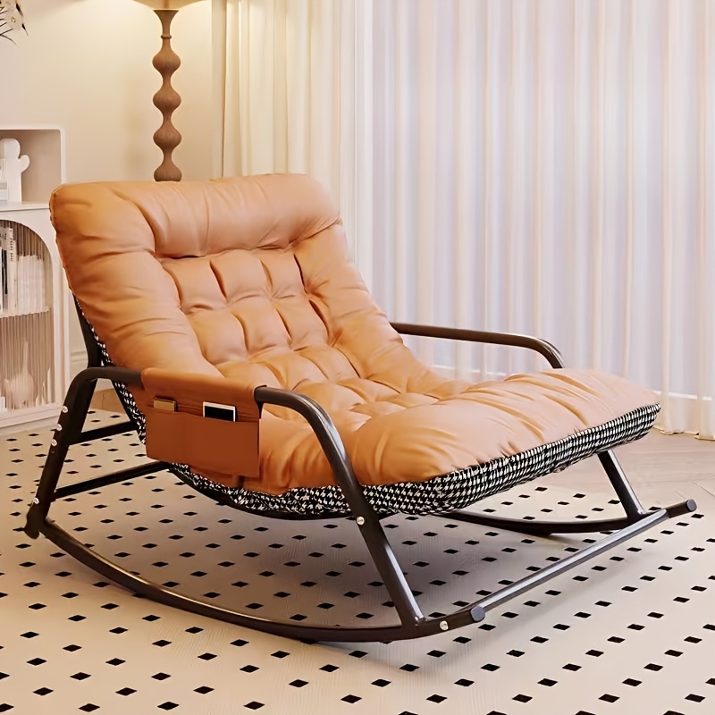 Stylish Rocking Chair for Living Room and Bedroom, Indoor Two-Seater Sofa Recliner with Cushion, Multi-Functional Zero Gravity Recliner for Bedroom, Study, Reading Nook, Bay Window Area, Rocking Chair with Soft Padded Cushion for Plush Comfort +