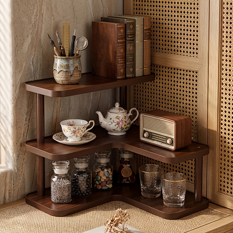 TEMU 3-tier L-shaped Corner Shelf, Stable Vertical Space Saving Organizer For Small Sundries, Multipurpose Storage Rack For Kitchen, Bathroom, Office