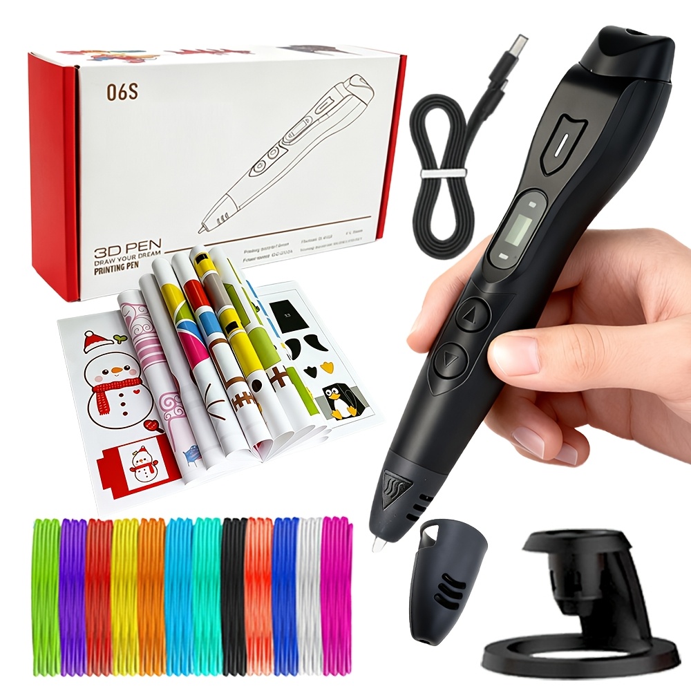 TEMU 3dlnk Upgrade 3d Printing Pen, Smooth Extrusion, Complete Setup, 22 Pattern Books, 12 Colors Pla Filament, Portable Bag And Box Packaging