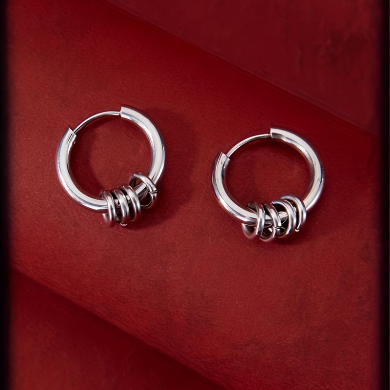 TEMU 1 Paire de boucles d'oreilles à col punk en acier inoxydable 304, unisexe