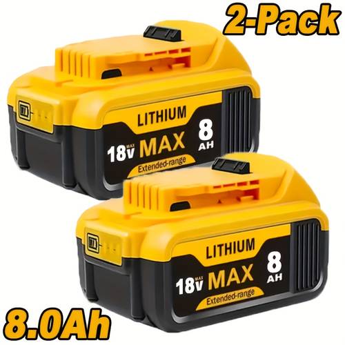 replacement battery 2pack 8 0ah for dewalt compatible with 18v 8 0ah dcb181 and lithium ion batteries