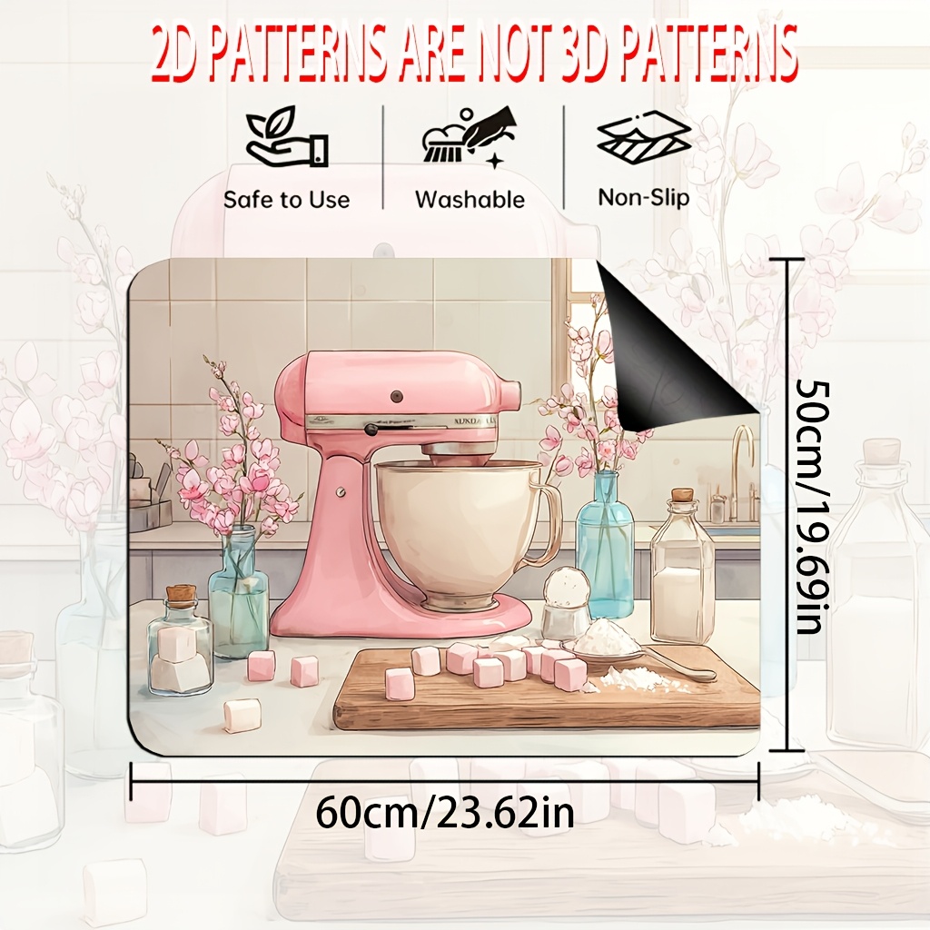 TEMU 1pc 2d Flat Pattern Stove Top Protector | Multi-use For Oven Mat, Washer Mat, Mouse Pad, Kitchen Decoration