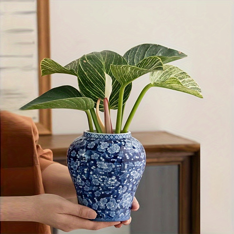 1pc Ceramic Vase, Vintage Blue And White Ceramic Vase, Dining Table Decoration Vase, Home Decoration Vase