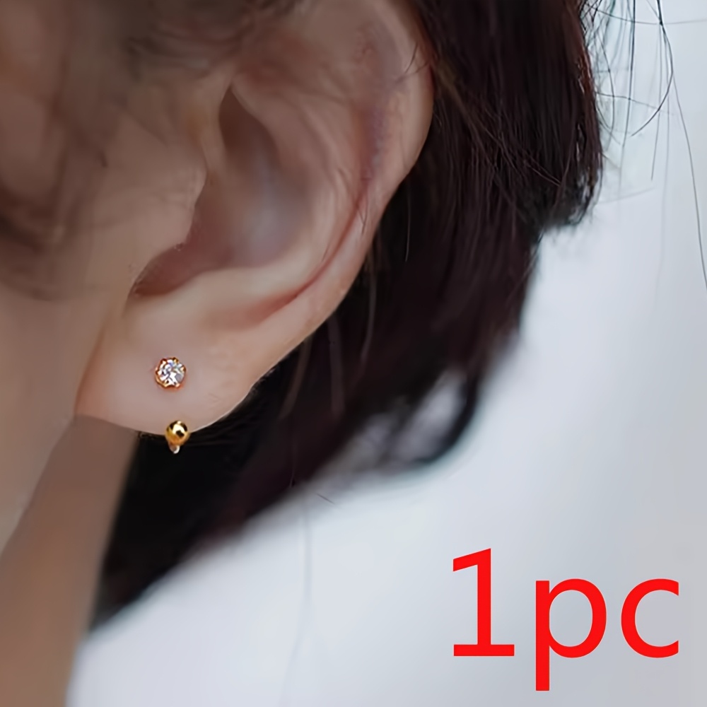 Stainless Steel C Zirconia Earrings for Daily Style