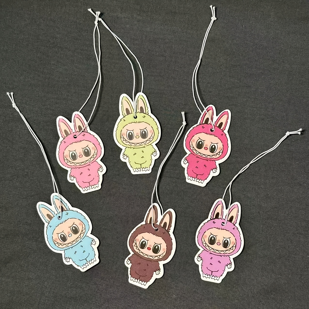 

6-pack Cute Cartoon Rabbit Car Air Freshener Hanging Ornaments, Premium Scented Paper Tags For Auto Decoration