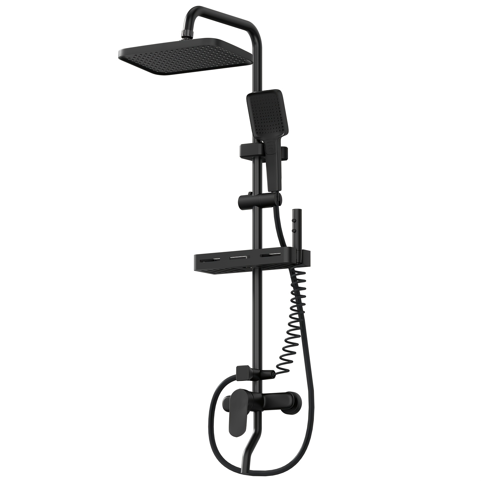 Image of The Shower Head 4 Spray , The Handheld Showerhead Features An Adjustable Multi-directional Design, The Overhead Showerhead Has A Durable Golden And Black And Gray Square For Shower Use