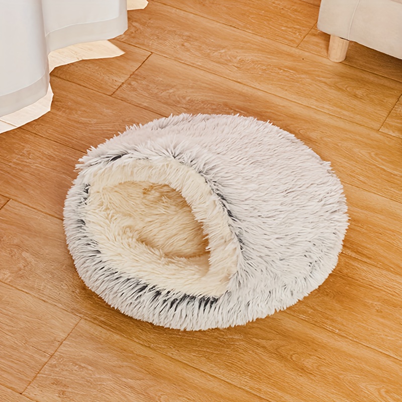 E-shop Gemütliches Muschelförmiges Haustierbett für Katzen & Hunde - Warmes, Eingezogenes Winter-Nest mit Weichem PP/Schwamm/Oxford-Stoff