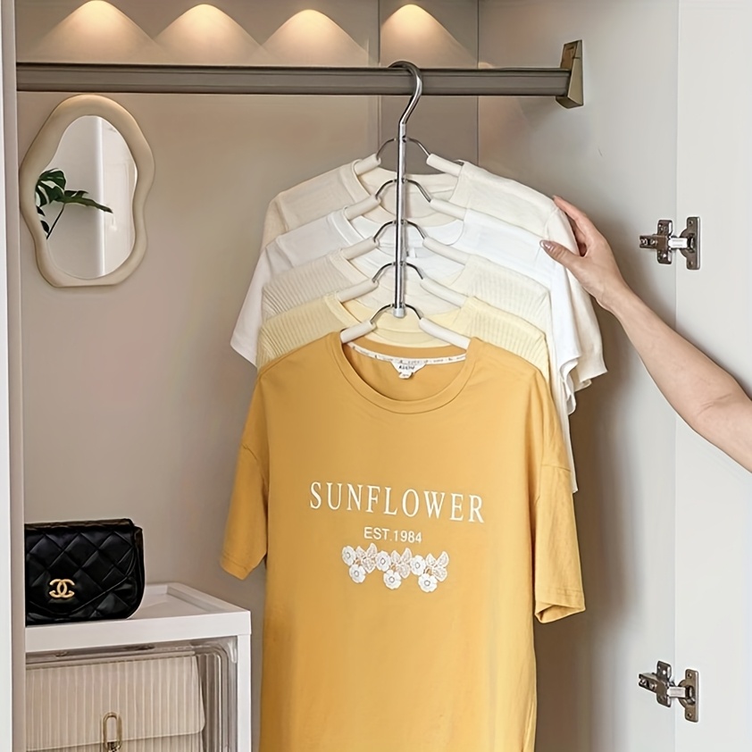 Image of Non-slip Hanger For Shirts, T-shirts, And Sweaters, Space- Design Holds 5 Items Per Hanger