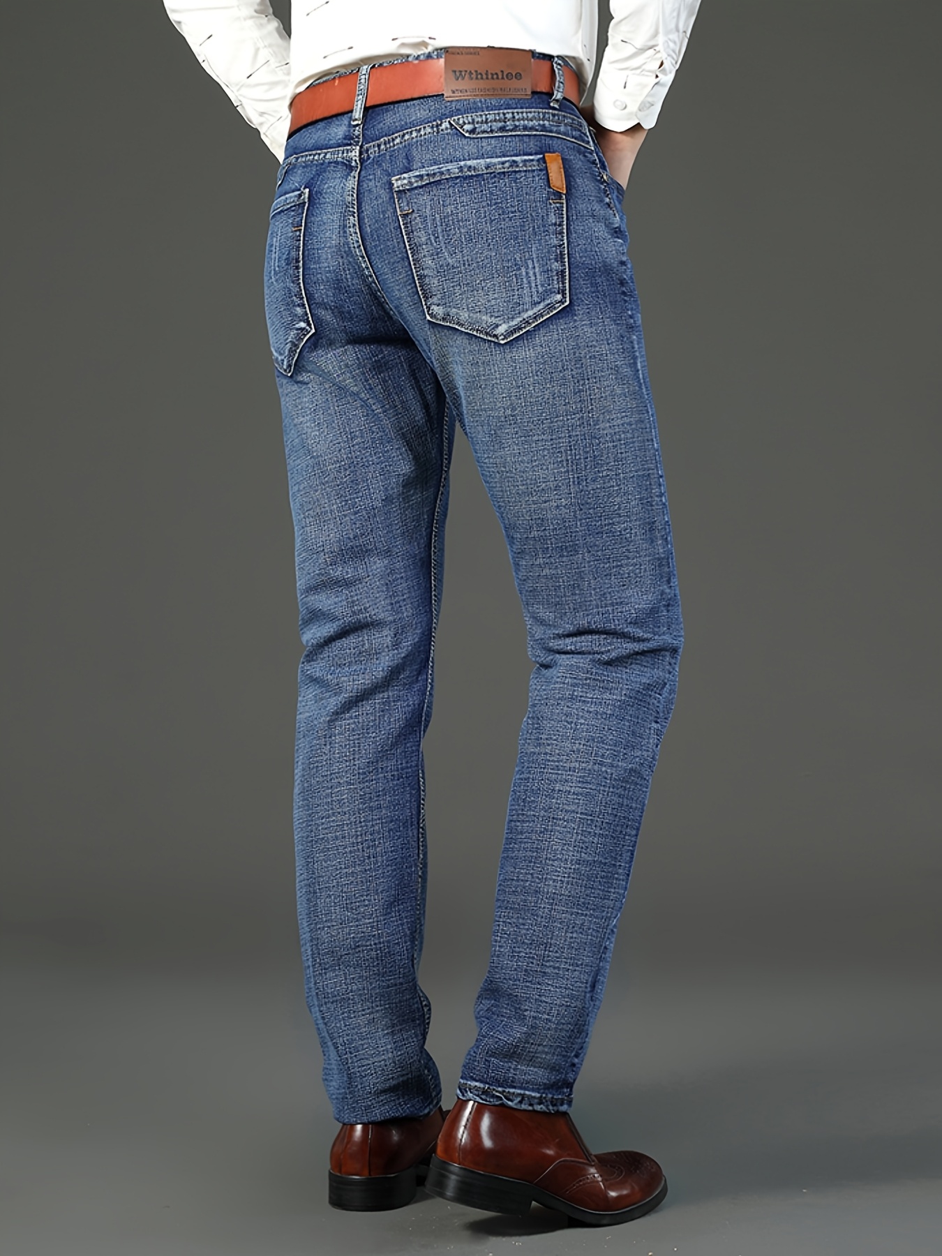Men'S Plus-Size Stretchy Jeans with a Full Wash Process, Durable And Warm, Suitable for Work, Plus Size