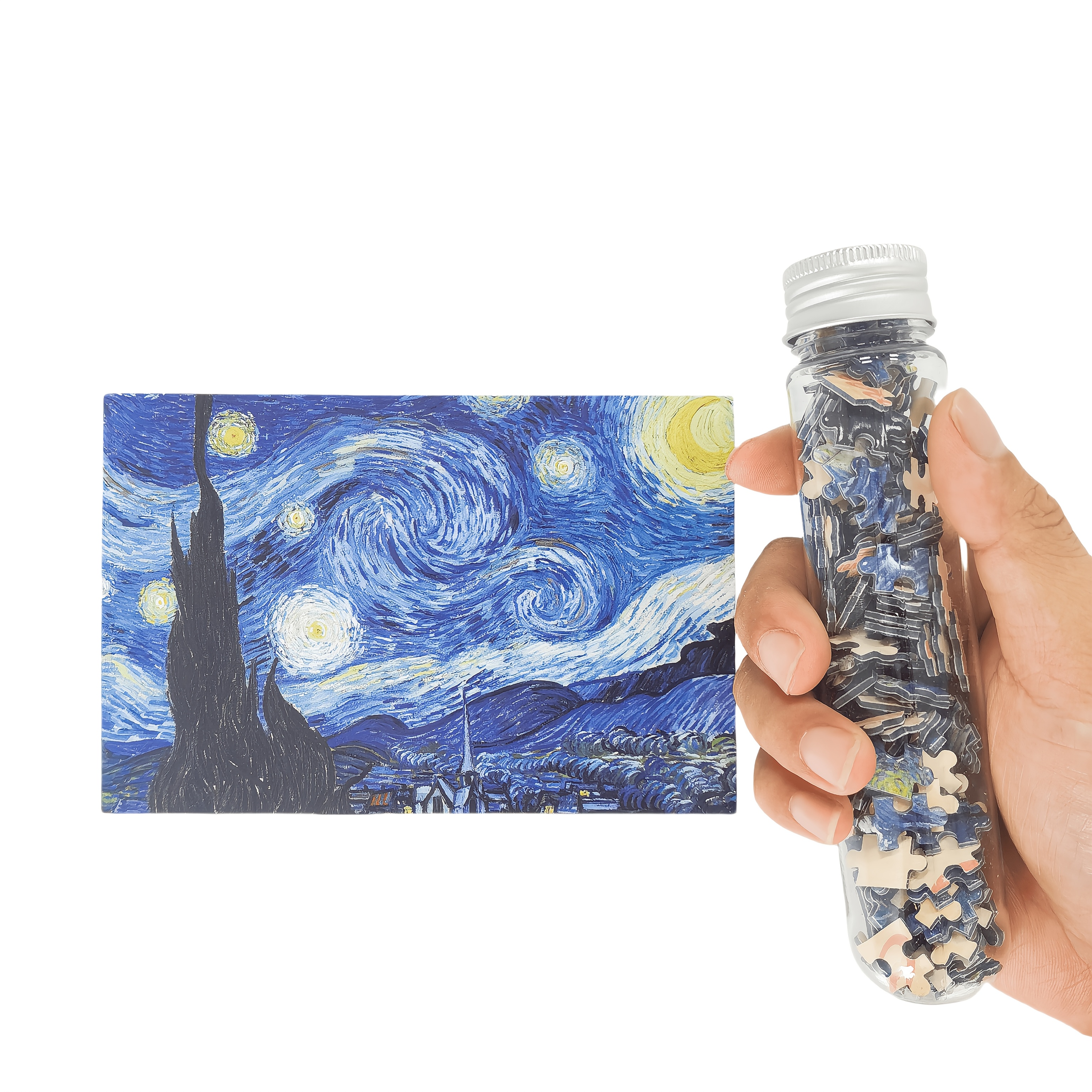 Image of 1pc Mini Jigsaw Puzzles 150pcs - Van Gogh(the Starry Night/starry Night Over The /sunflowers//wheat Field ), 15x10cm/4x6in, Premium Art Puzzle Tube, Collectible Gift