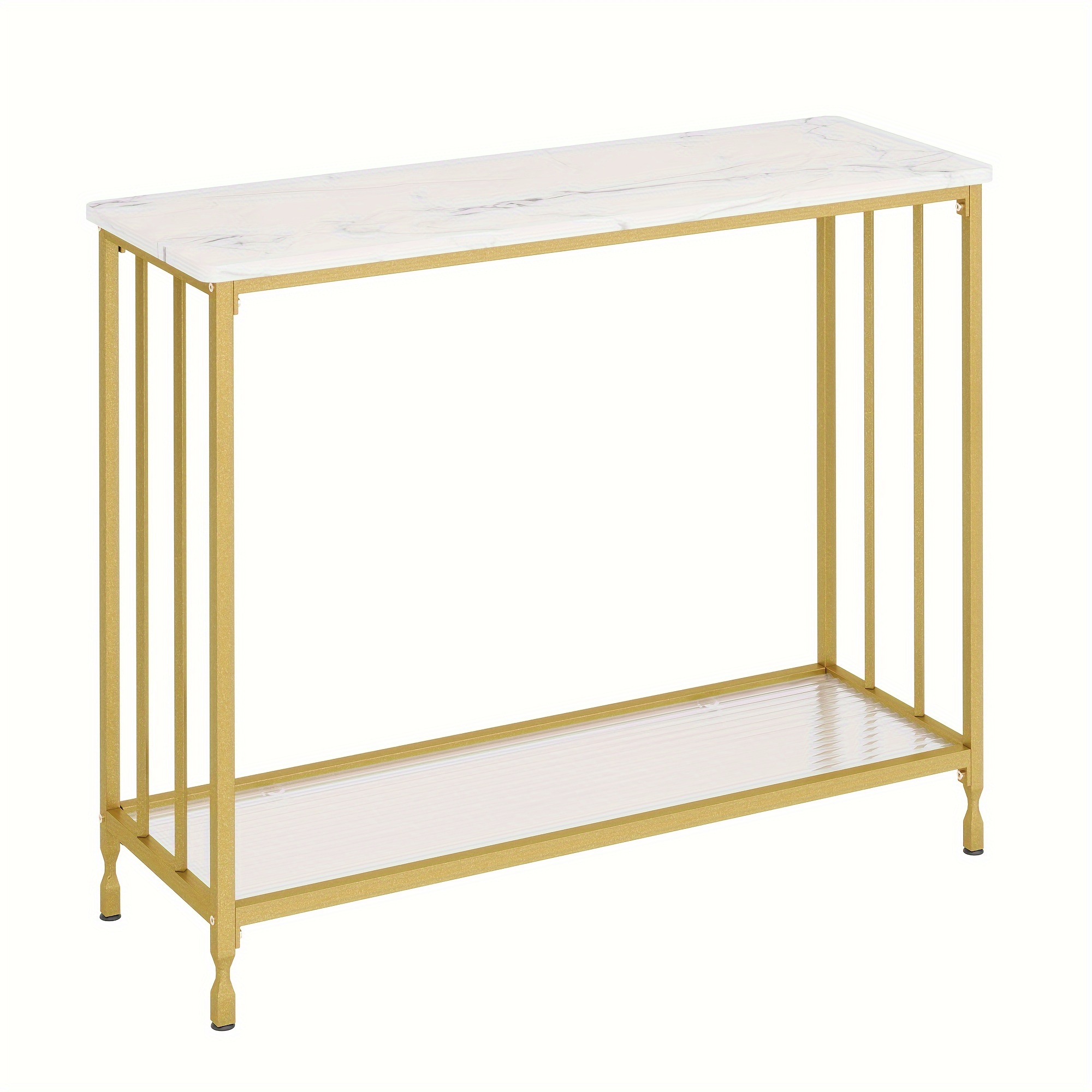 

Console Table, Narrow Entryway Table With Glass Shelf And Metal Frame, 33.5 In Behind Couch Table Industrial Hallway Table For Living Room, Foyer, Bedroom, Modern Gold