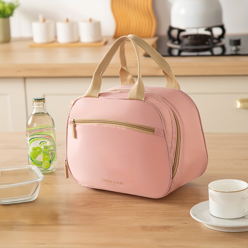 TEMU 1pc Korean-style Thick Aluminum Foil Lunch Bag Suitable For Office & - Large Capacity Thermal Handheld Lunch Box Holder, Wear-resistant Oxford