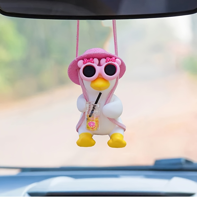 E-shop Niedliches schwingendes Enten-Auto-Ornament, Rückspiegel-Anhänger, Fahrzeug-Hängeaccessoire, Auto-Innenraum-Geschenk geeignet für Frauen, Männer