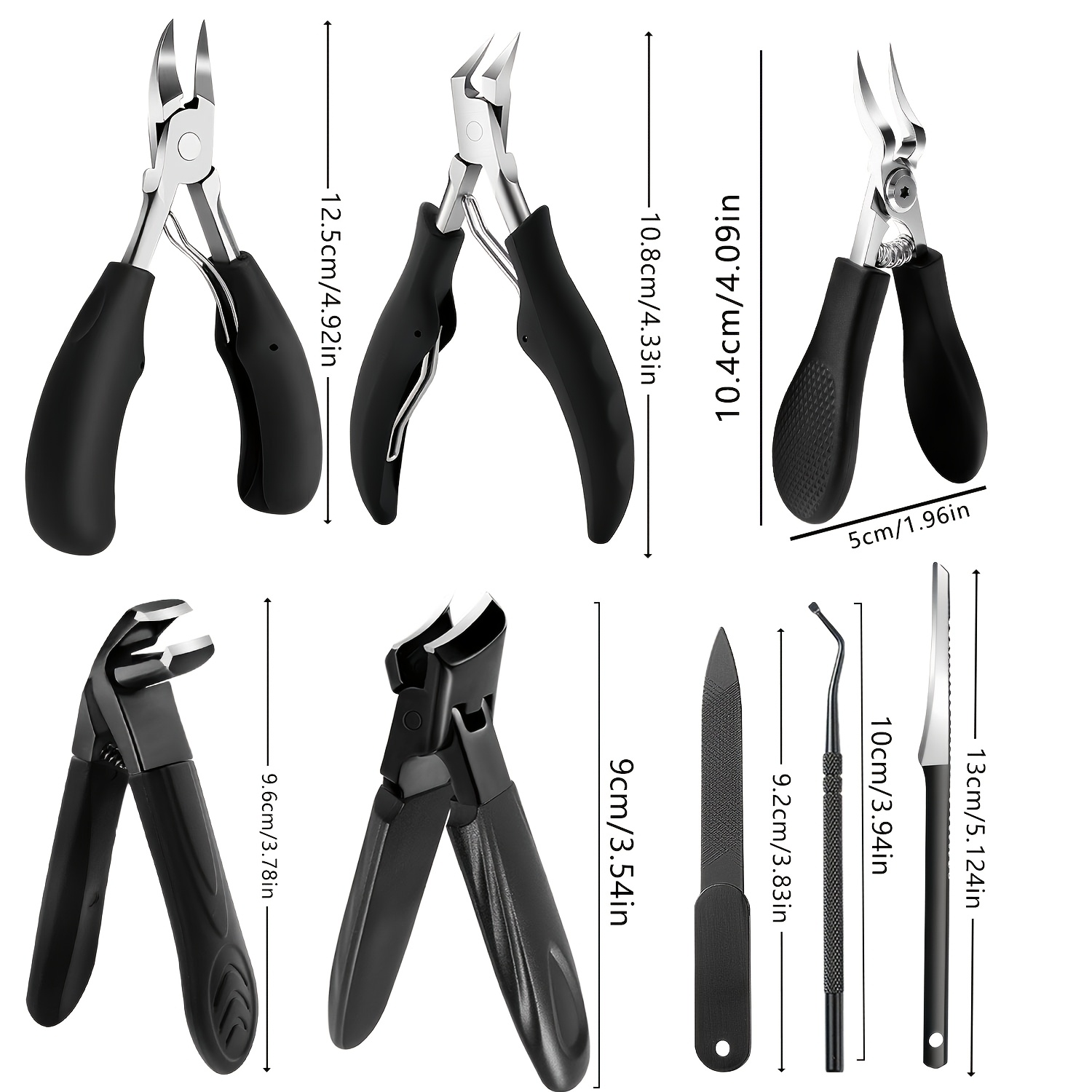 8pcs professional manicure pedicure set stainless steel wide toenail clippers sharp cuticle pusher and nail file care tools Product details 3