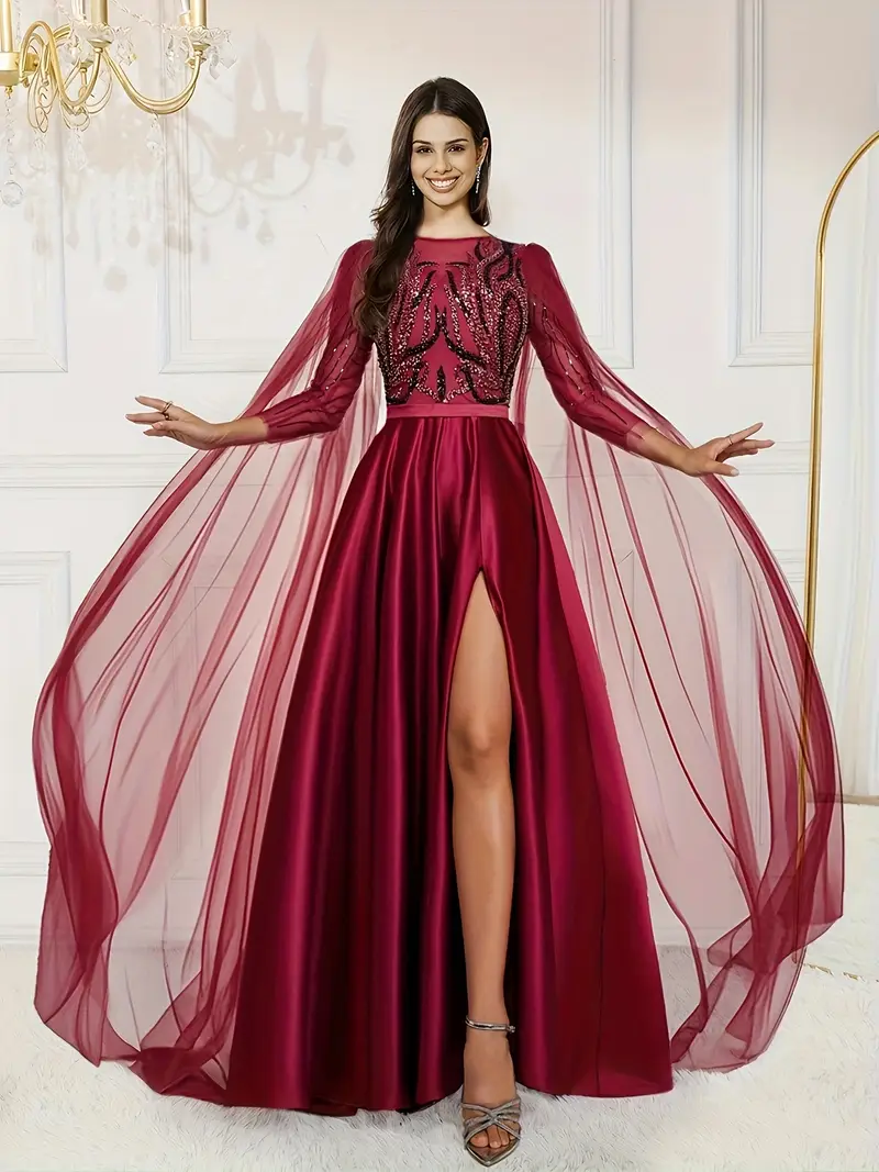 Elegant Extra-long Mesh Sleeves Sequined Fommal Dresses for Women & Prom Dress & Wedding Dress Red & Beads Dresses & Evening Gown for Dinner, ... Elegant Extra-long Mesh Sleeves Sequined Fommal Dresses for Women & Prom Dress & Wedding Dress Red & Beads Dresses & Evening Gown for Dinner, ...