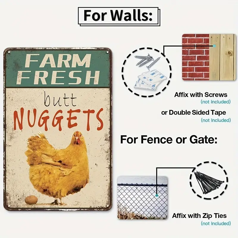 Vintage Replica Tin Metal Sign – Chicken Poultry Scratch Feeds Grain Sign, Farm Decor