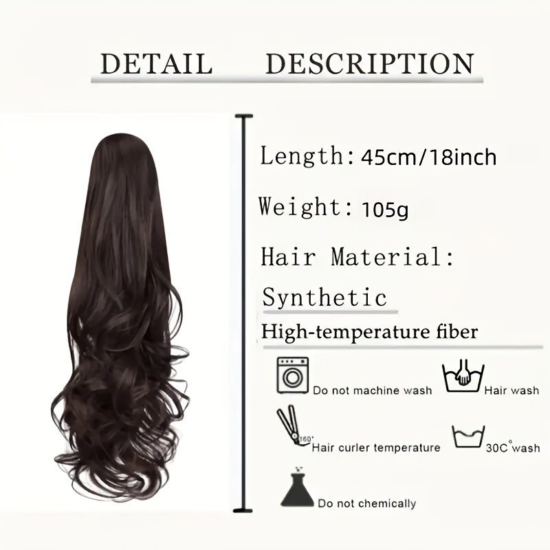 ponytail extension clip 18 inch wavy ponytail clip in long hair accessory natural wavy ponytail hairpiece suitable for     christmas and   holidays ideal for daily use for women and girls details 3
