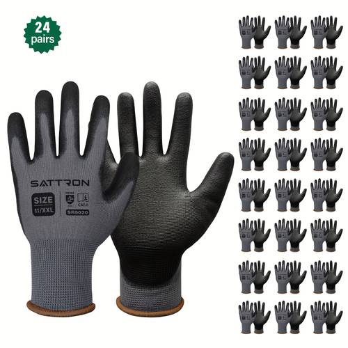 safety work gloves pu coated 12 24 pairs seamless knit work gloves for men and women and breathable for warehouse packaging handling construction gardening