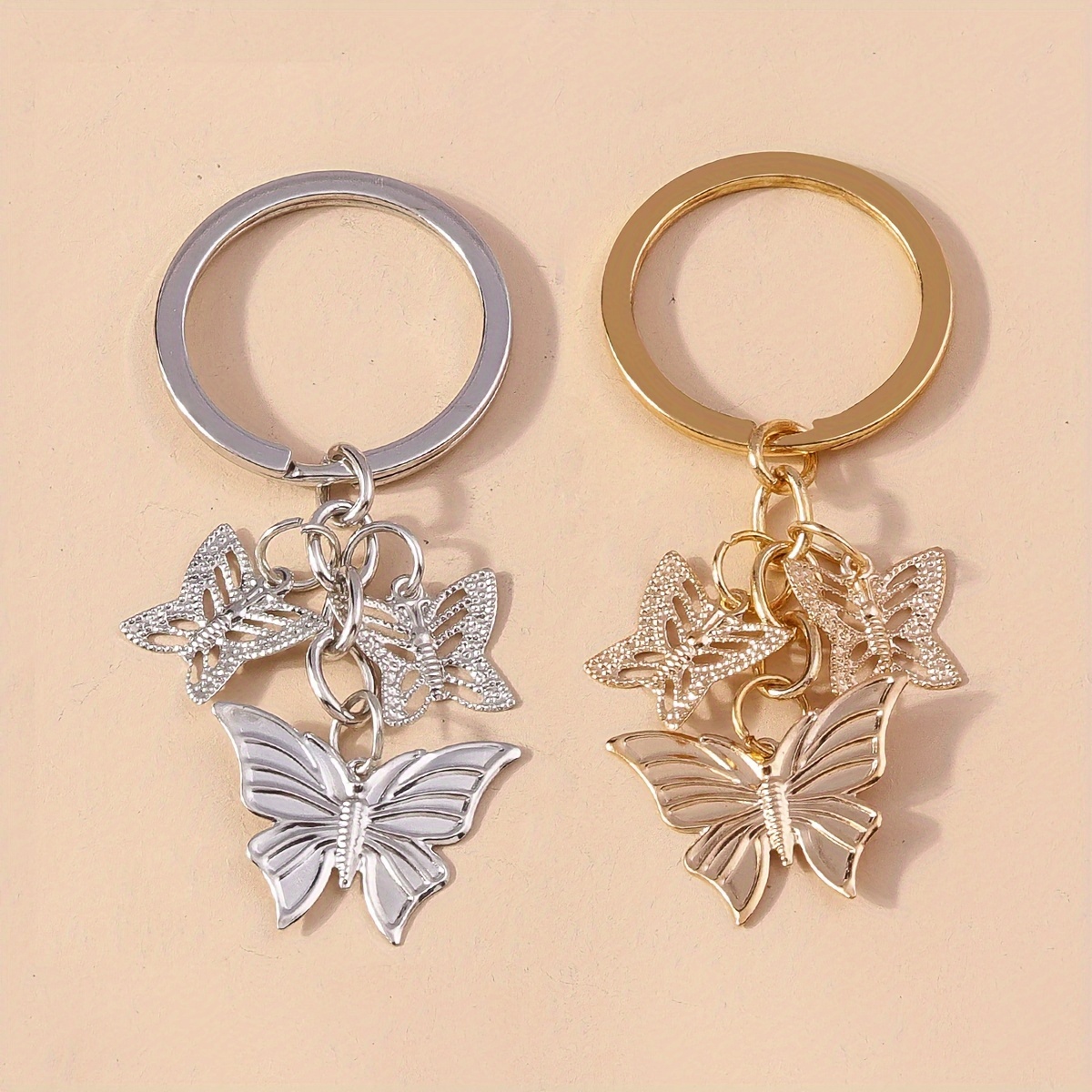 

Elegant Alloy Butterfly Keychain - Hollow Design, Perfect For Women's Daily Wear & Birthday Gifts