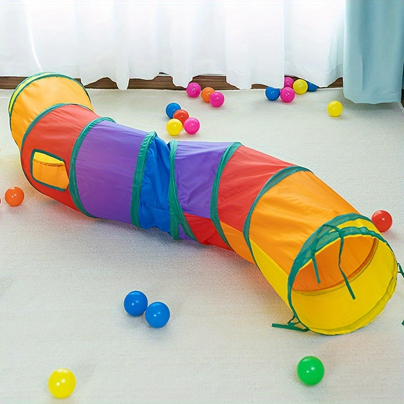 

S-shape Cat Tunnel Toy With Play Ball - Striped Polyester Collapsible Pet Tunnel For Cats, Kittens, Puppies & Rabbits - Interactive Multi-piece Play Tubes For Indoor Play