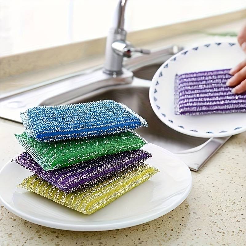 4 8pcs kitchen dishwashing sponge does not hurt pot brush pot artifact household double sided cleaning sponge wipe scouring pad kitchen scrub sponge cleaning supplies cleaning tool 0
