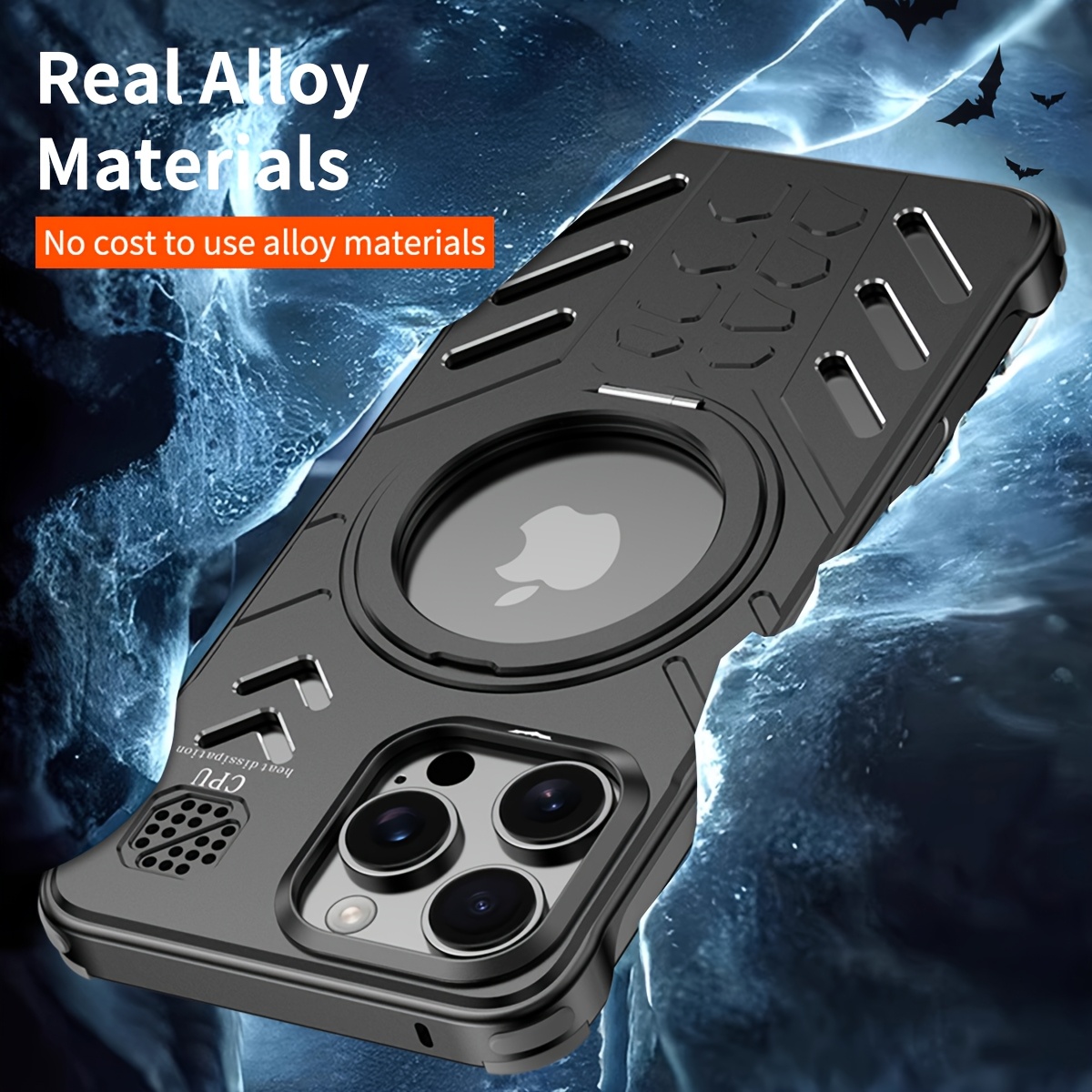 Durable Aluminum Alloy Casing Featuring Robust Protection, a Magnetic Cover, a Cooling Hollow Design with a Rotating Hidden Stand, And a Scratch-Resistant Exterior, Compatible with for iphone Series Devices.