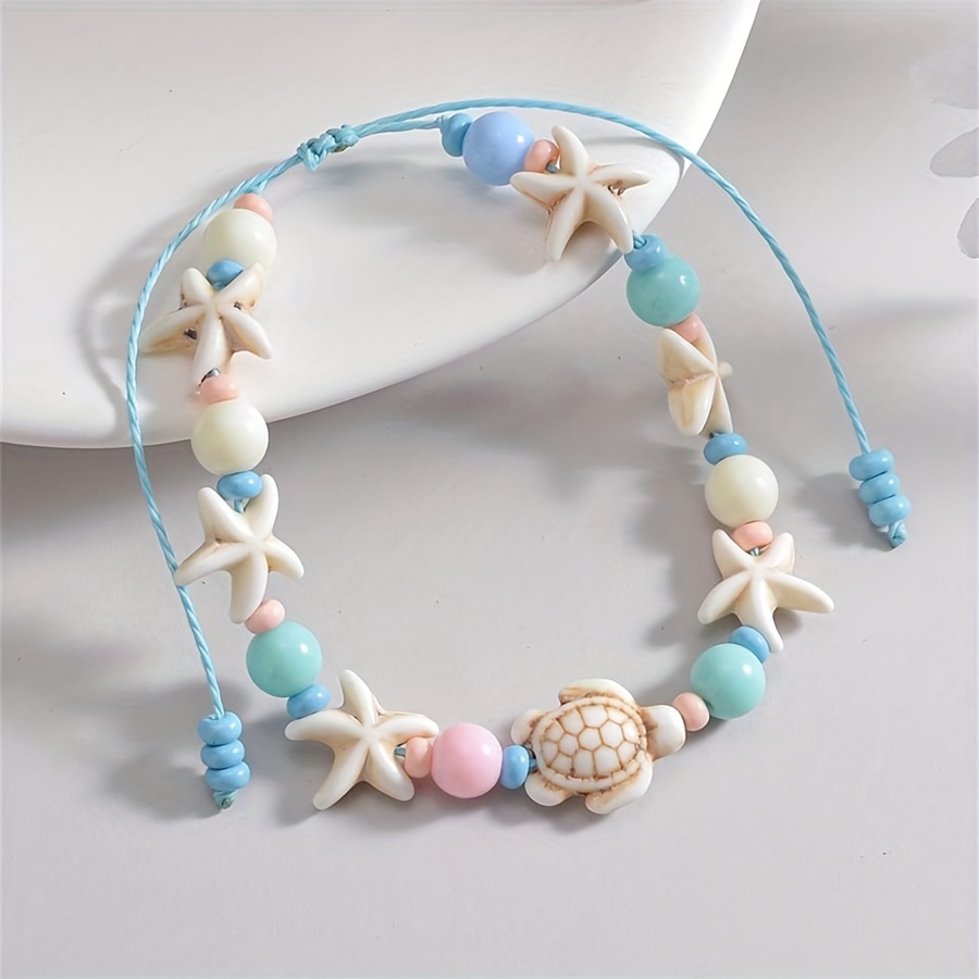 

Fashionable And Casual Ocean Themed Ankle Bracelet Sea Stars And Sea Turtles Charm For Beach Vacation Anklet