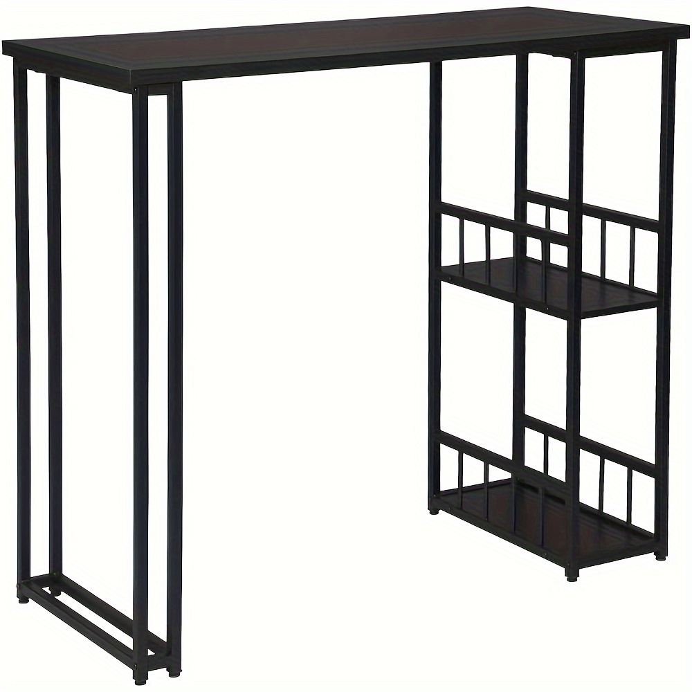 Image of 1pc Bar Table, Bistro Table, Bar Table With 2 Shelves, Metal Frame, Mdf, 120x50x105 Cm