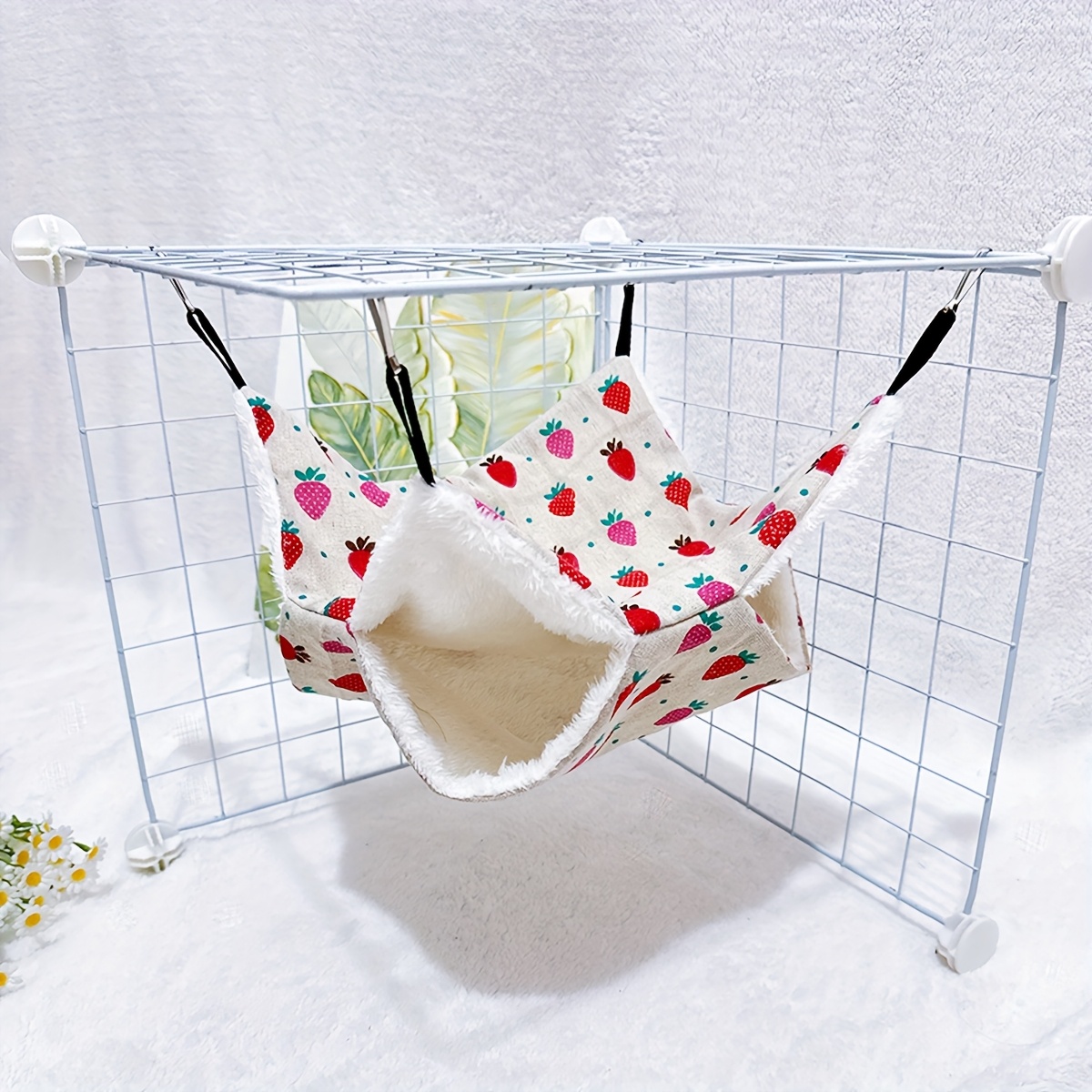Hamster Double-layer Hammock Use Sleeping Bag Nest Guinea Pig Flower Branch Rat Double-sided Use Hideout Honey Bag Sugar Glider Hammock Ferret Swing Cute Pattern