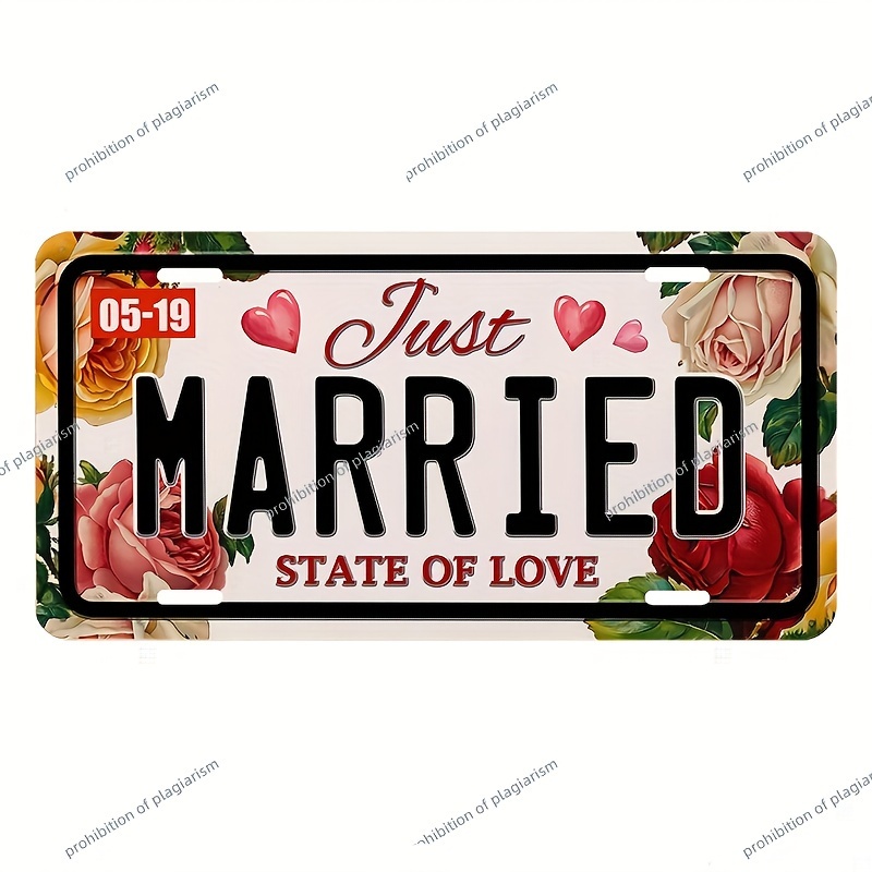 

Elegant Aluminum Alloy Wedding License Plate Frame - Fit For Cars, & Stylish Exterior Accessory