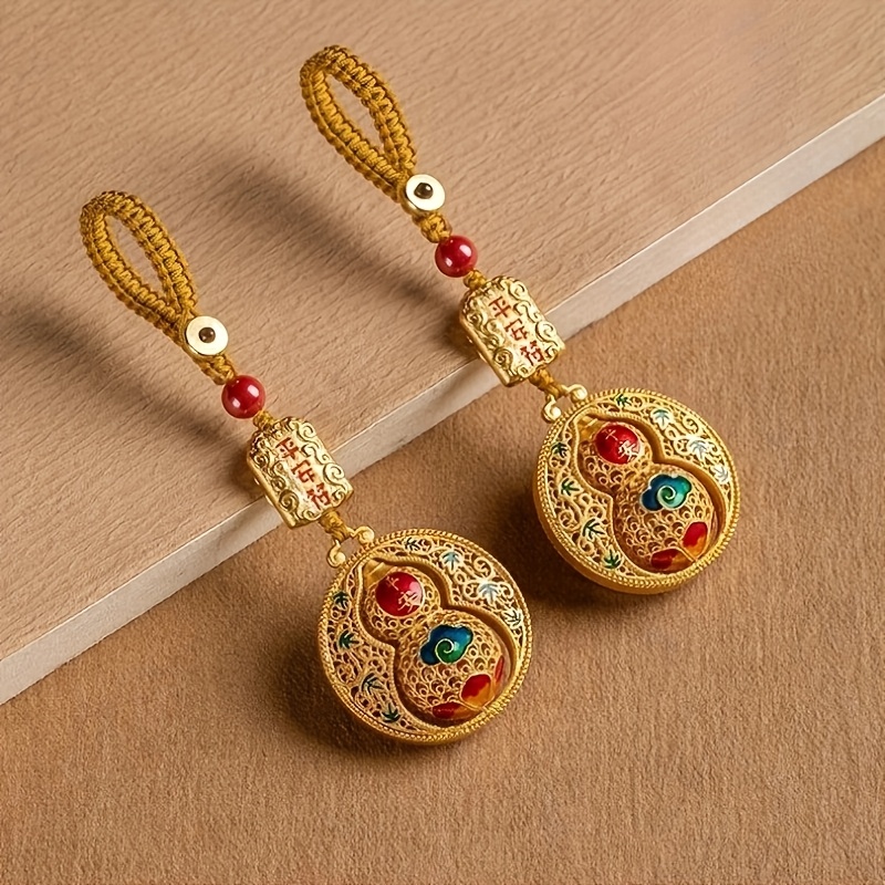 TEMU Gift For Her/him A Rotatable Keychain In Of A Safety Gourd, Featuring A Yellow Surface, A Creative Protective Charm, Suitable For Car Keys, Unisex Phone Strap, A Gift That Promotes Wealth And