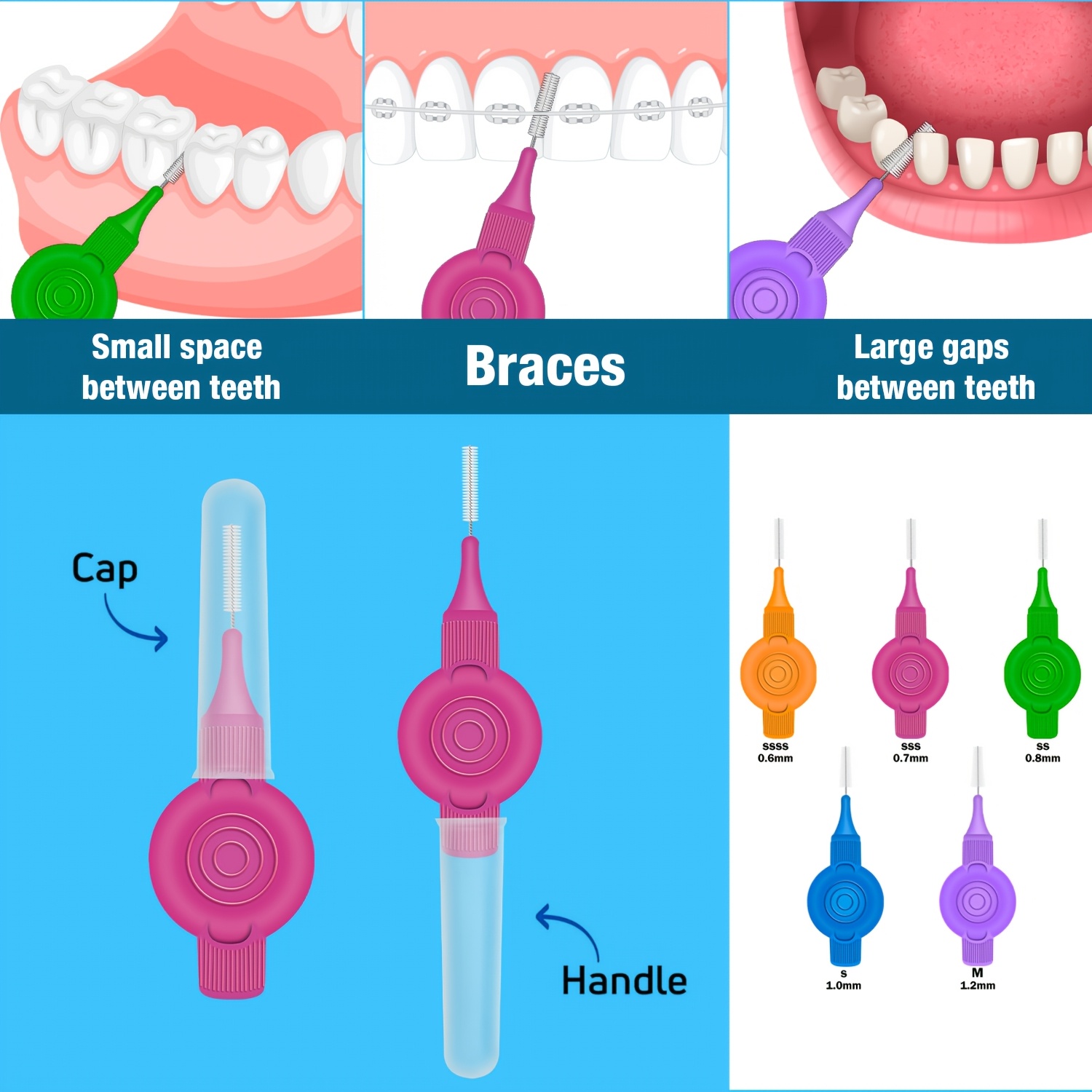 20pcs Interdental Brushes for Effective Tooth Flossing