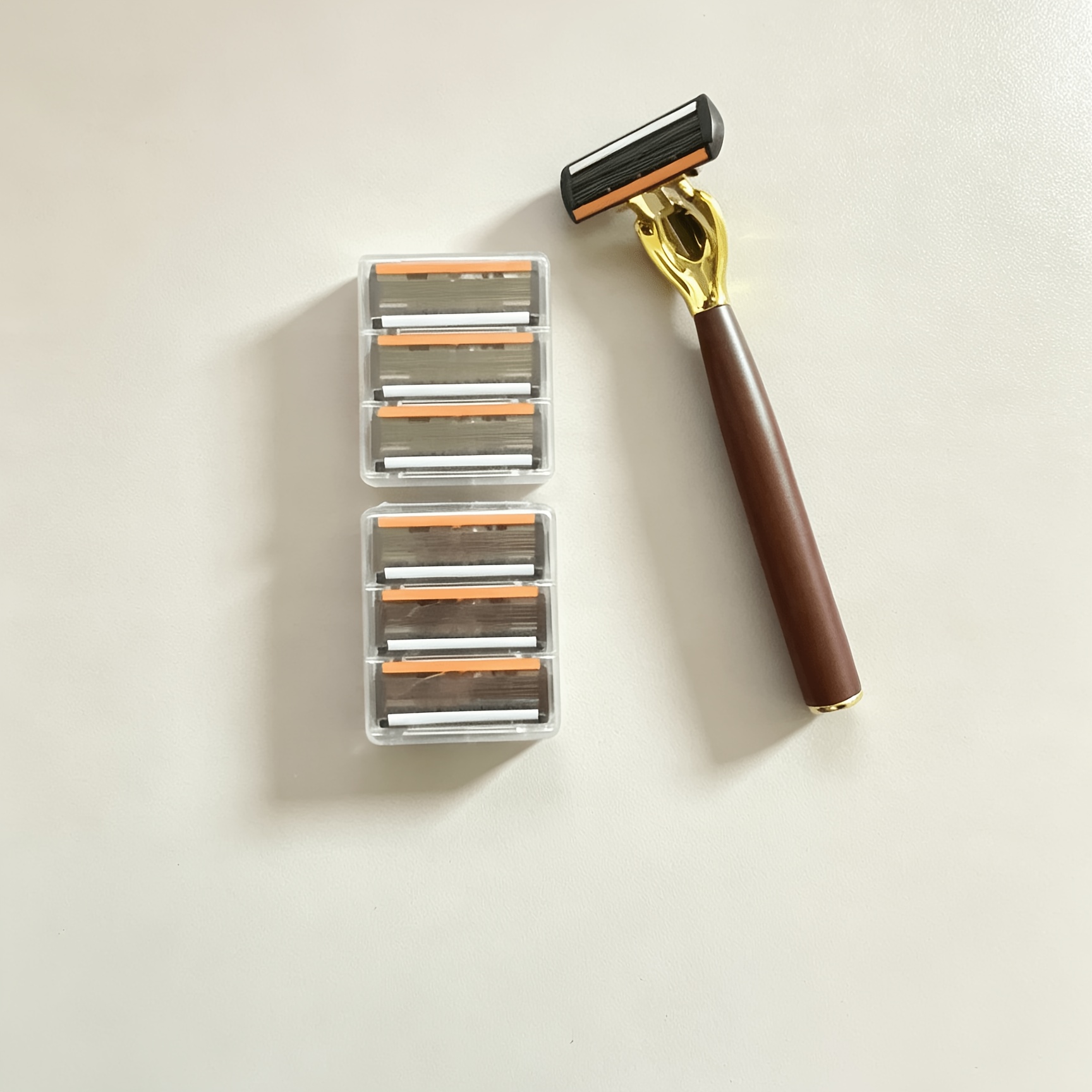 TEMU Grain Men's Manual Safety Razor, 1pc Handle And 6pcs Replacement . Featuring 6-layer Stainless Steel And Ergonomic Non-slip Handle - Smooth