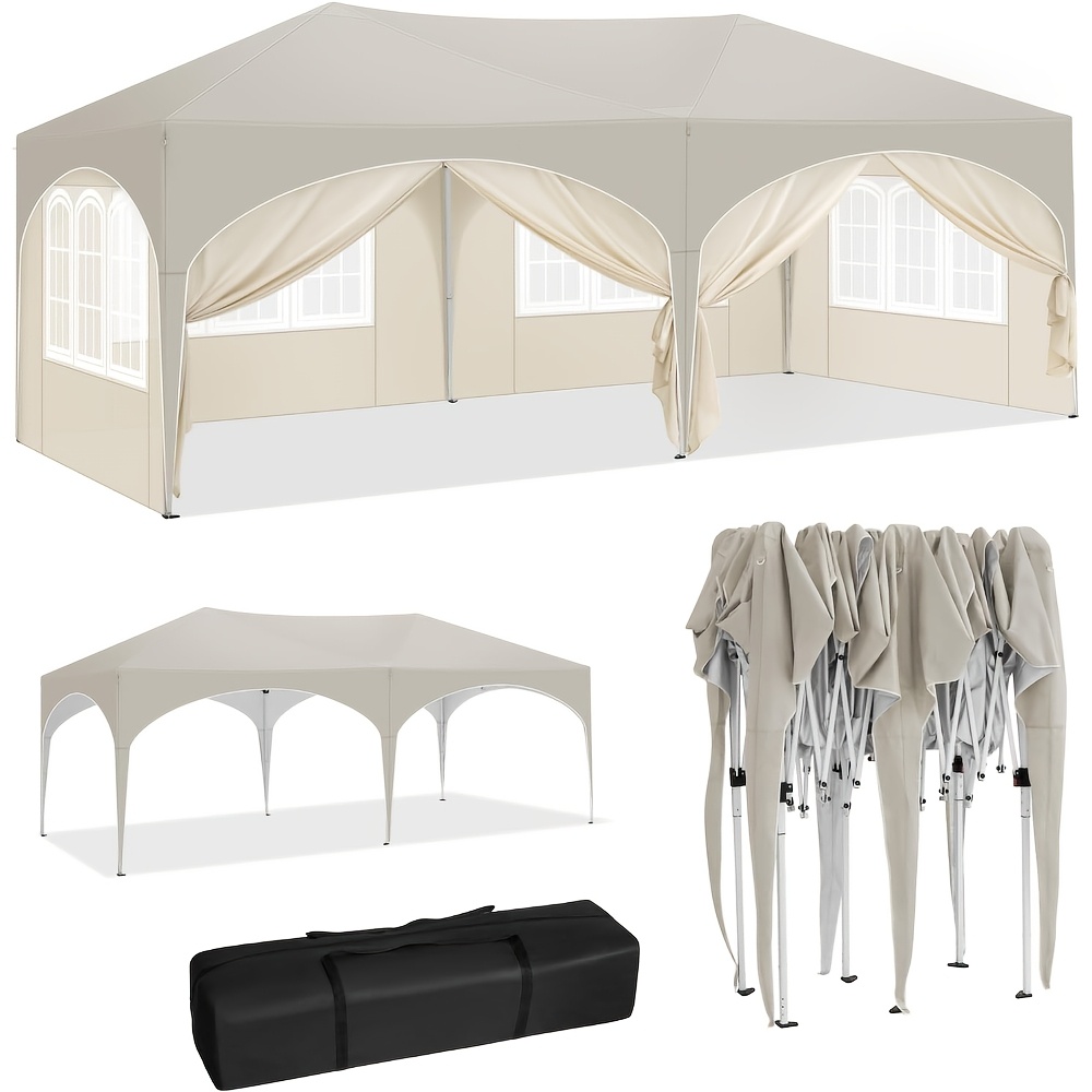 E-shop 1 Stück, Pavillon, Faltbarer Pavillon 3X6 M Mit 6 Seitenteilen, Partyzelt, Wasserdicht, UV-Schutz, Höhenverstellbar, Mit Tragetasche, Für