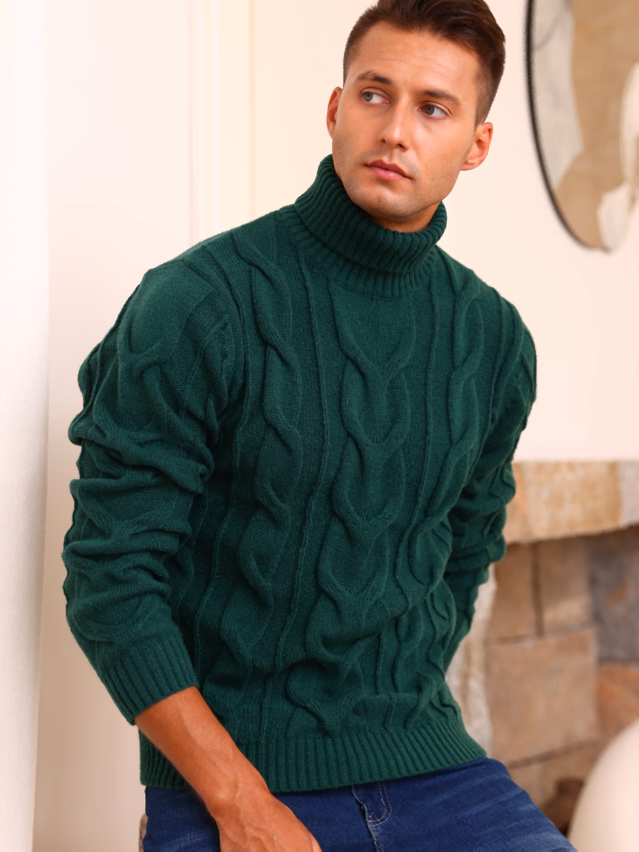 nouveau pull décontracté dautomne/hiver pour homme, épais et chaud, à col , en , , confortable et , avec gros torsades, pull tendance 2