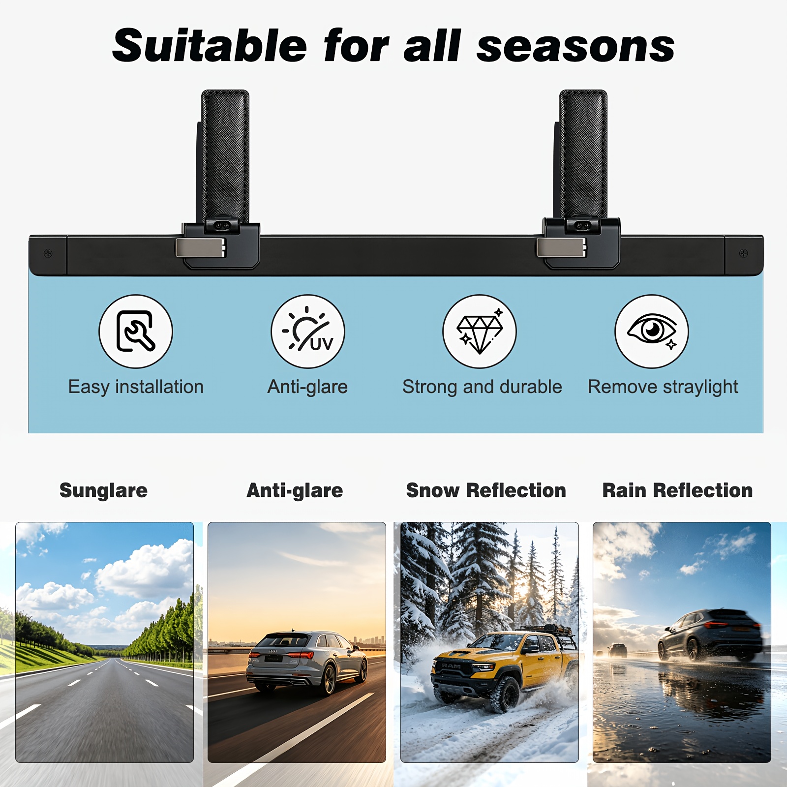 car sun visor extender polarized dual clip adjustable sun visor extender sun visor uv400 anti glare uv protection anti reflective universal large size car interior additions Product details 4