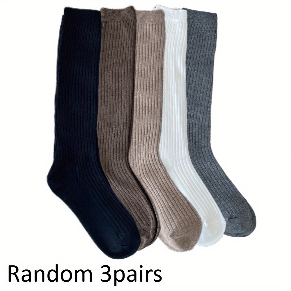 TEMU 3 Pairs Of Random Color Women's Warm Compression Socks - Heavy-duty Calf Support, Anti Slip Grip, (black/beige/white/gray) - Suitable For Boots,