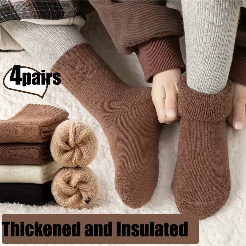 4 Pairs Children Children Plush Circle Thick Versatile Mid-kid Socks, Random Multi-colors
