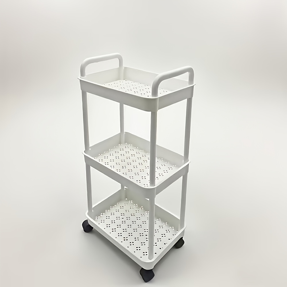 TEMU Carrello di servizio con ruote a 3 livelli con 4 ruote scorrevoli, scaffale per ufficio, camera da letto e bagno, carrello salvaspazio pratico,