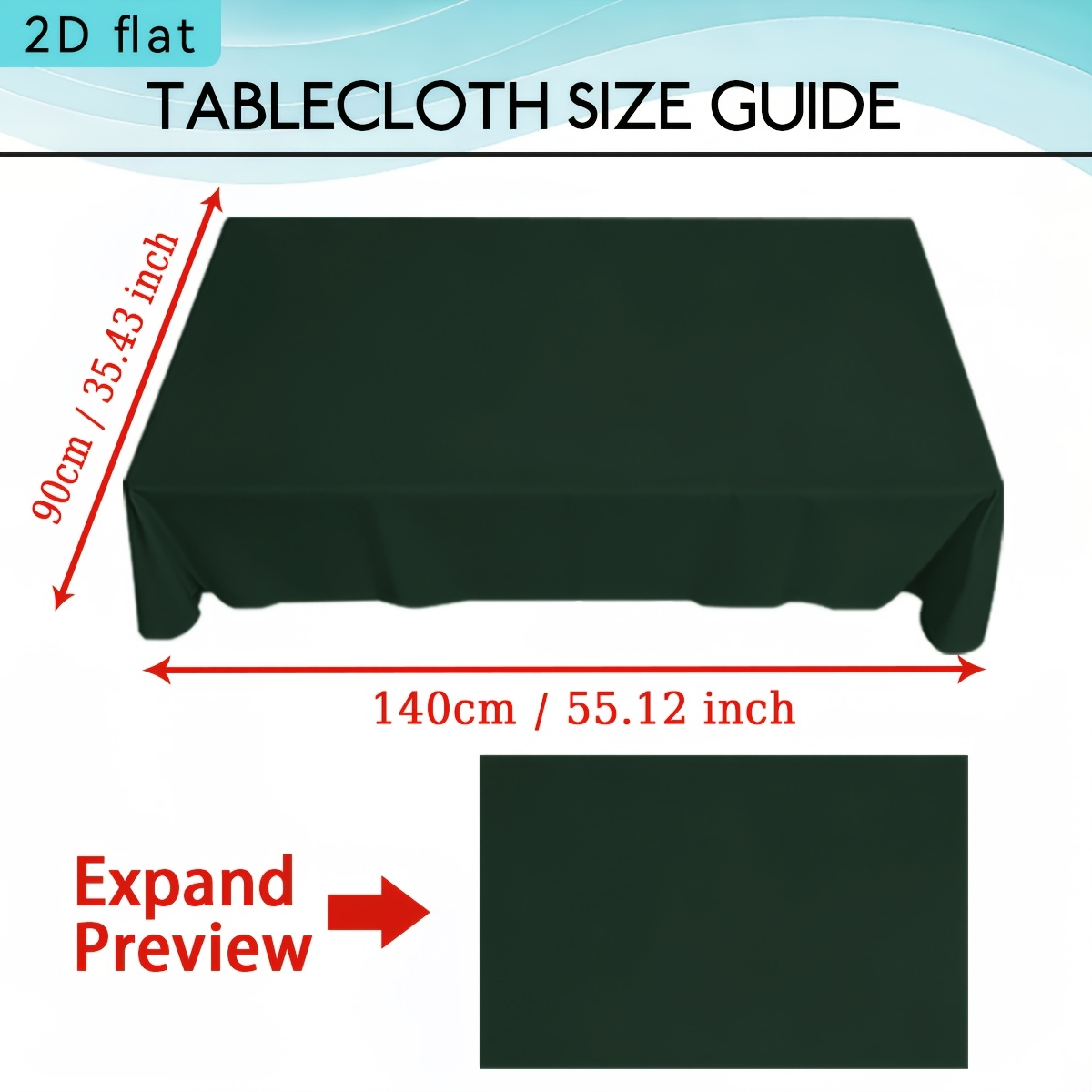 TEMU 1pc Dark Green Solid Color Background Tablecloth, 2d Flat Kitchen Dining Room Rectangle Table Decoration, Party Tablecovers Home Decor For