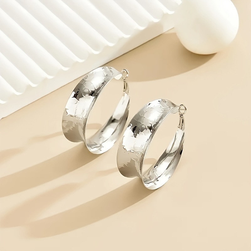Stylish Silvery Textured Earrings for Daily Wear