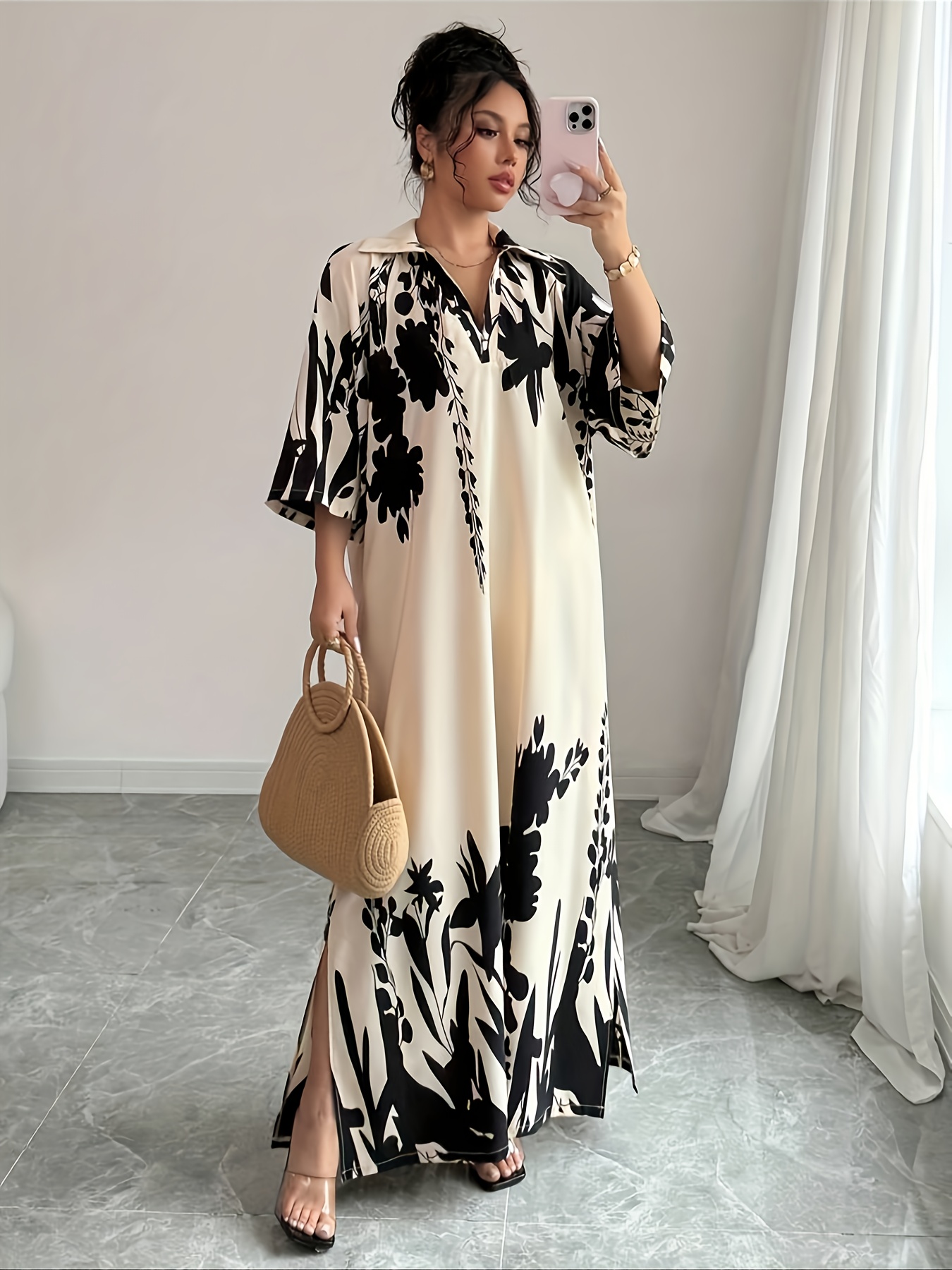 yy0402040 summer elegant floral print lapel 3 - Temu Ghana