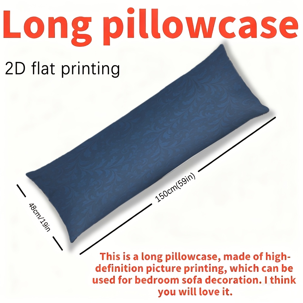 TEMU 2d Flat - Long Pillowcase, 2d Printed Design, Floral Swirl Pattern, Durable Fabric, Full-body Support Pillow Cover, Double-sided, Soft And