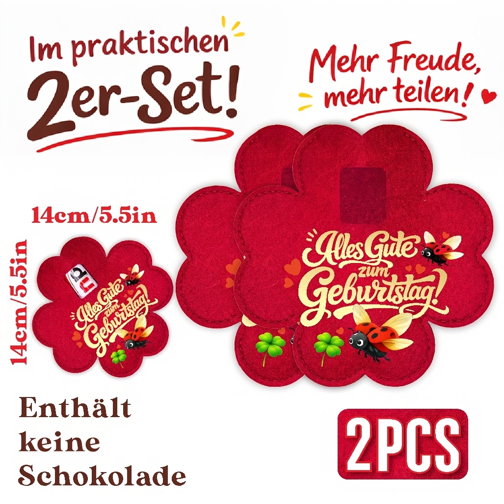 E-shop Vierblatt-Klee-Form Filz Geschenkverpackungsbeutel, "Alles Gute Zum Geburtstag" Geschenk für Sie/Ihn: Party Geschenkbox Verpackung,